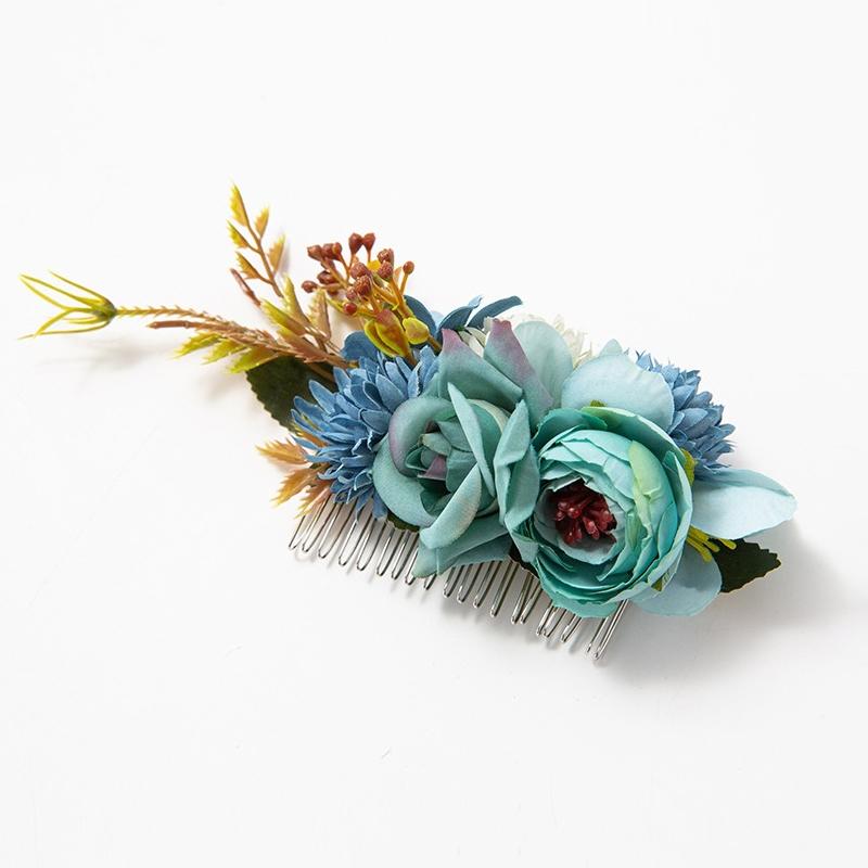 Bohemia Brides Wedding Flower Hair Comb Hairpin Bridesmaid Headdress Hair Combs Hair Accessories For Women Girls Floral Hairpins