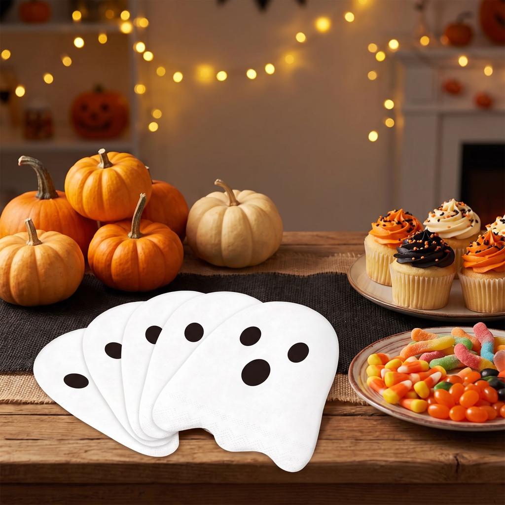 Halloween Shaped Napkins Count Disposable Dinner Napkins for Party Dessert Table Decorations