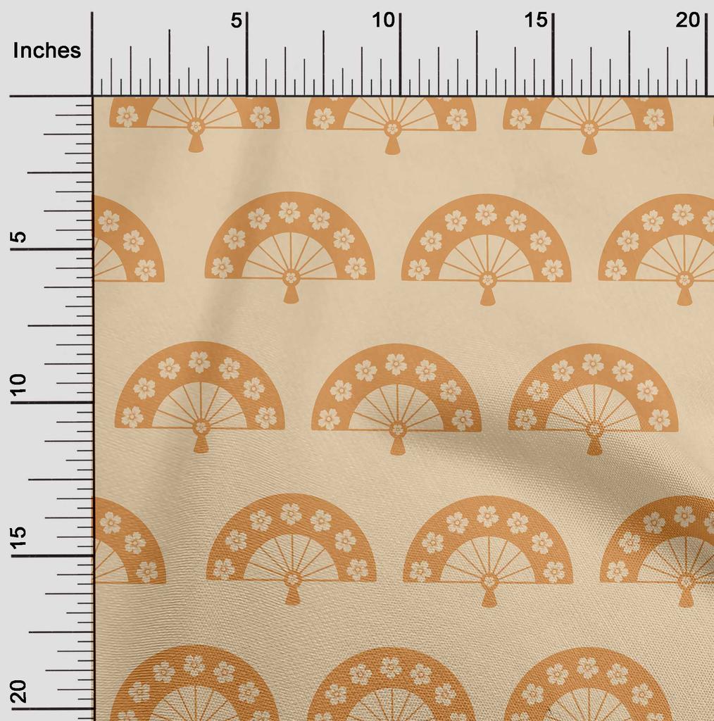 oneOone Cotton Flex Dark Beige Fabric Asian Japanese Diy Clothing Quilting Fabric Print Fabric By Yard 40 Inch