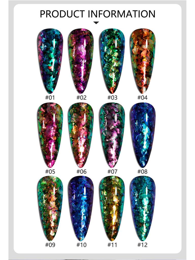 Iridescent Fairy Nail Decoration Sequins - Super Shiny 12 Colors Cloud Brocade Powder Snow Velvet 