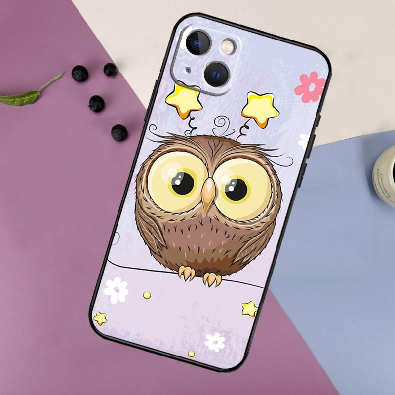 Cute Cartoon Owl Soft Phone Case For iPhone 16 15 14 13 12 11 Pro MAX XS X XR 7 8 Plus 13 12 Mini Back Cover