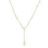 Gold Plated Stainless Steel Cross and Heart Lariat Necklace for Women