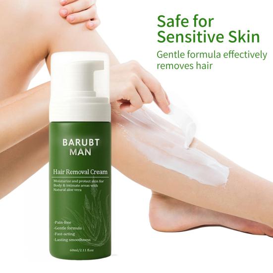 60ML Men Hair Removal Cream Natural Aloe Vera Quick Gentle Fast Acting Moisturizing Full Body Arm Leg Underarms Facial Hair Remover Depilatory Cream