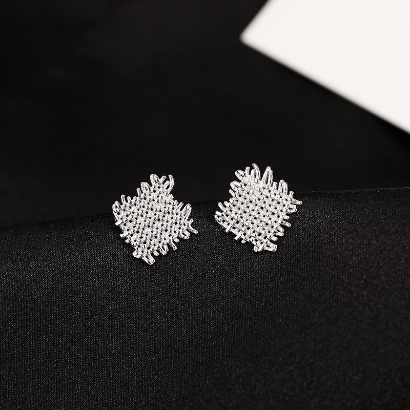 

Banyan Tree S925 Silver Rattan Weave Irregular Square Earrings for Women 925 Silver