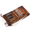 Vintage Men's Wallet Genuine Leather Retro Top Layer Cowhide Wallet for Men Vertical Wallet with 2 Zipper Pockets