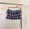 Temperament Tassel Edge Double-Layer Lace-Up Plaid Fart Curtain Short Skirt Stacked Through Skirt Curtain