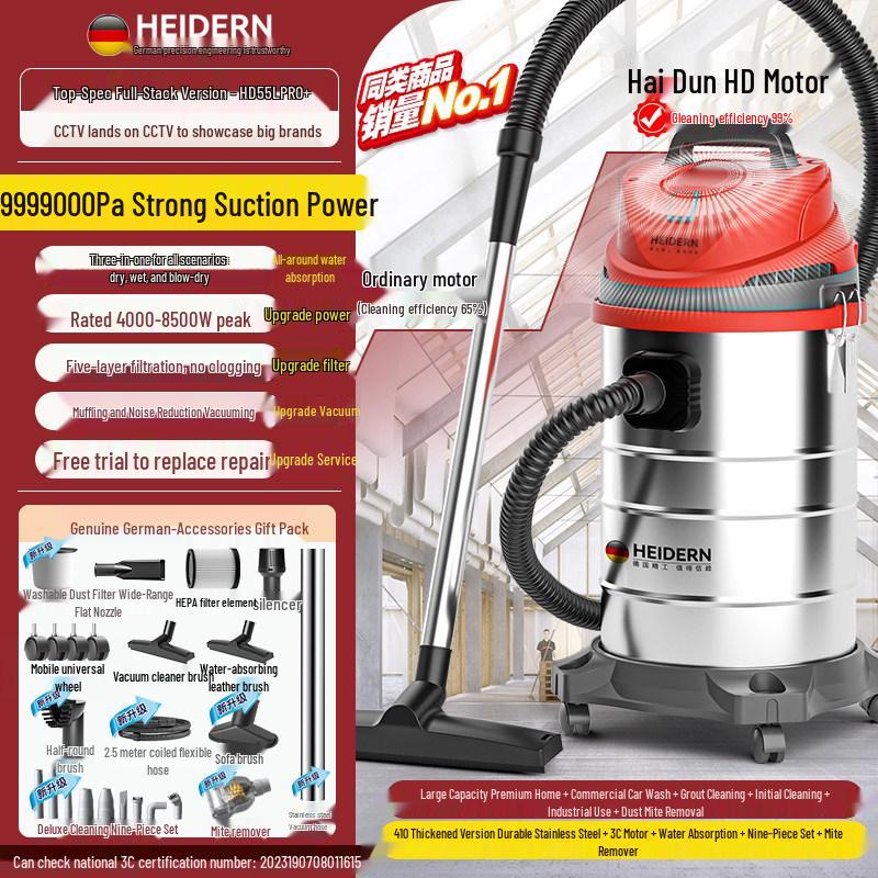 High-Power Industrial & Household Vacuum Cleaner with Strong Suction