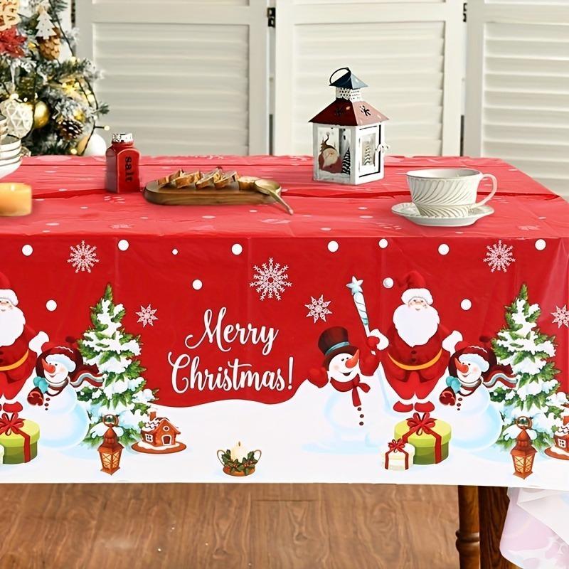 

Christmas Table Cloth Digital Print Snowman Reindeer Xmas Tree Dining Table Linens Festival Decor Table Cover Party Supplies KTY 90x140cm