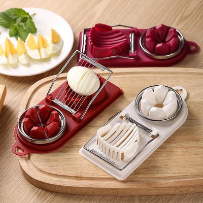 2 In 1 Egg Slicer Multifunctional Stainless Steel Egg Cutter Household Luncheon Meat Preserved Egg Cut Artifact Kitchen Gadgets
