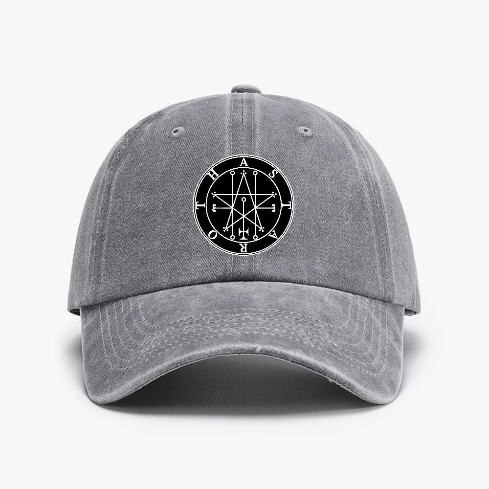 

Astaroth Sigil Goetia Distressed Washed Cowboy Hat Outdoor Summer Adjustable Hats Curved Brim Soft Top Baseball Cap