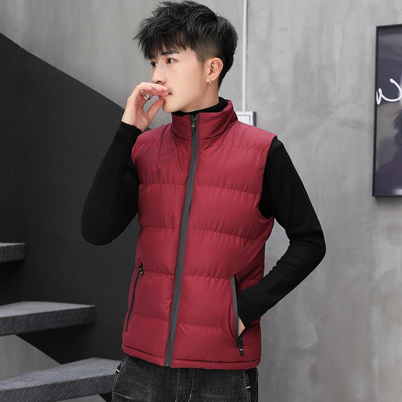 Autumn And Winter Korean Jacket Men's Stand Collar Down Cotton Jacket Leisure Waistcoat Thick Vest