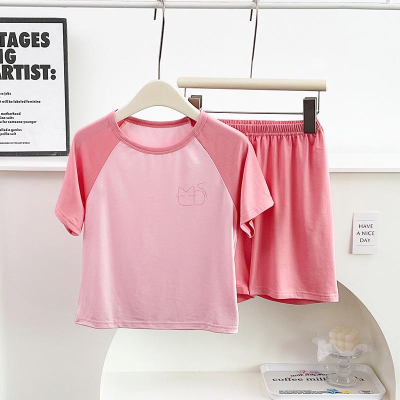 Modal Summer Pajamas: Ice Silk Short-Sleeve Set for Boys and Girls 