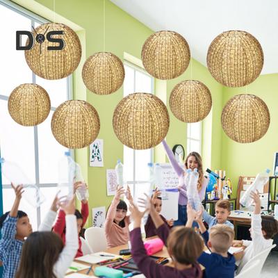 1/9Pcs Paper Lanterns Set Rustic Burlap Design Easy To Hang Handmade Hanging Lanterns Wedding Party Decorations
