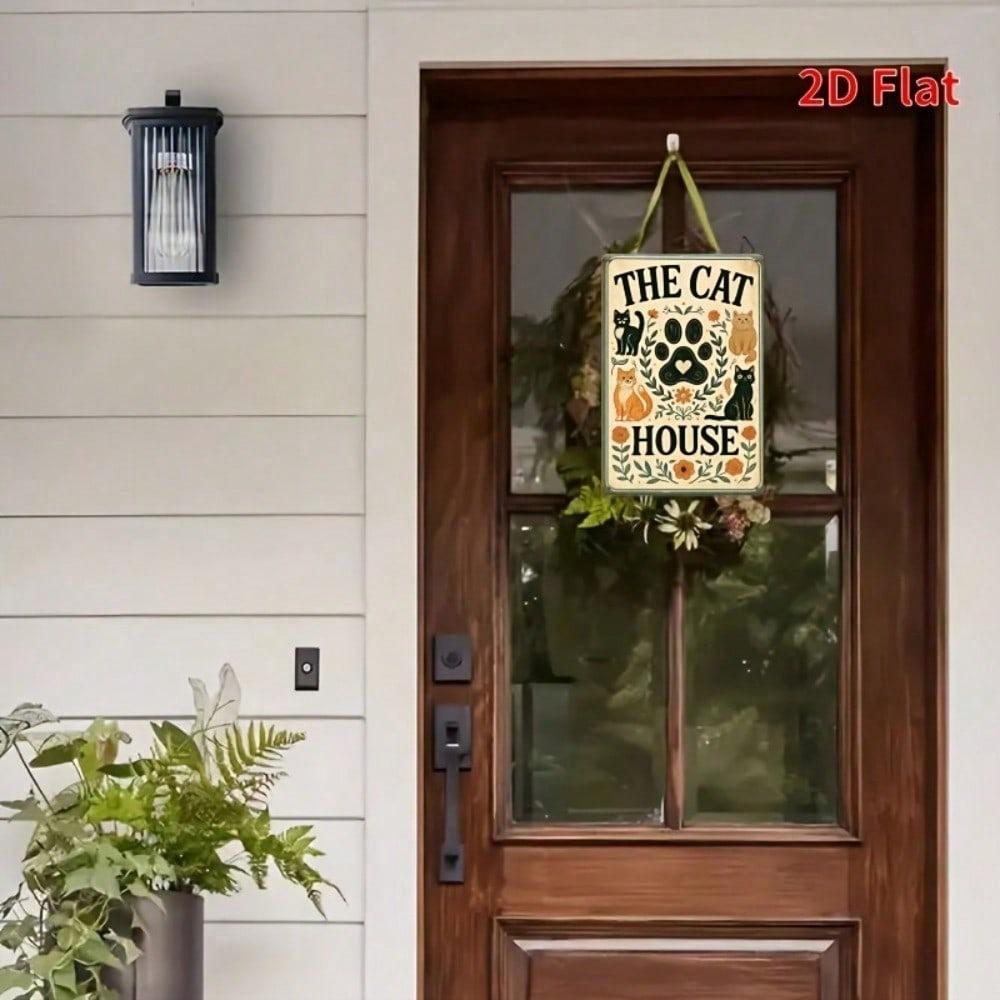 Vintage Floral Cat Metal Sign 8x12 Inch Rustic Farmhouse Wall Art Cute Animal Home Decor
