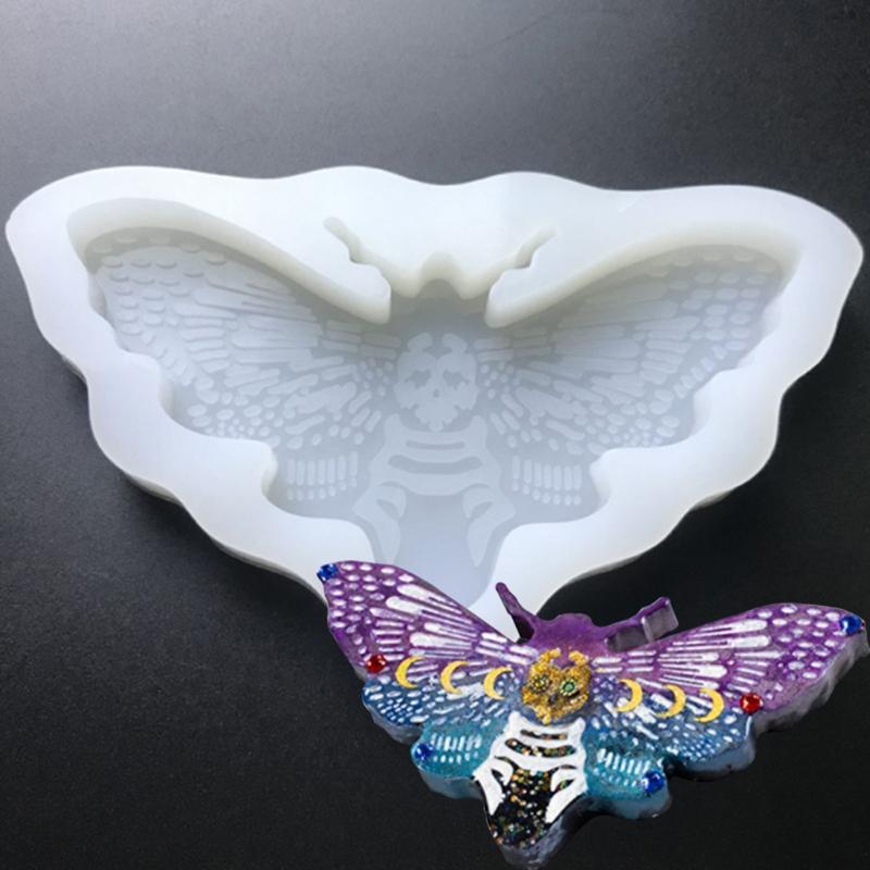 For Creative Moth Keychain Resin Mold  Crafts Bracelet Pendant Silicone Mould Handmade Moth for Key Chain Resin Casti