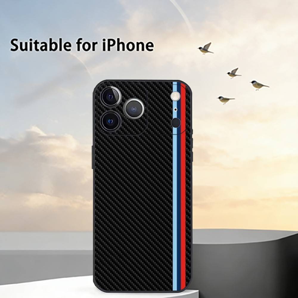 Car Carbon F-fibre Phone Case For iPhone 17, 16,15,14,13,12,11 Plus,Pro Max, Others Soft Black Cover