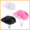 Hot-Selling Pure Pink Feather Western Cowboy Hat - Non-woven Bachelorette Party Hat