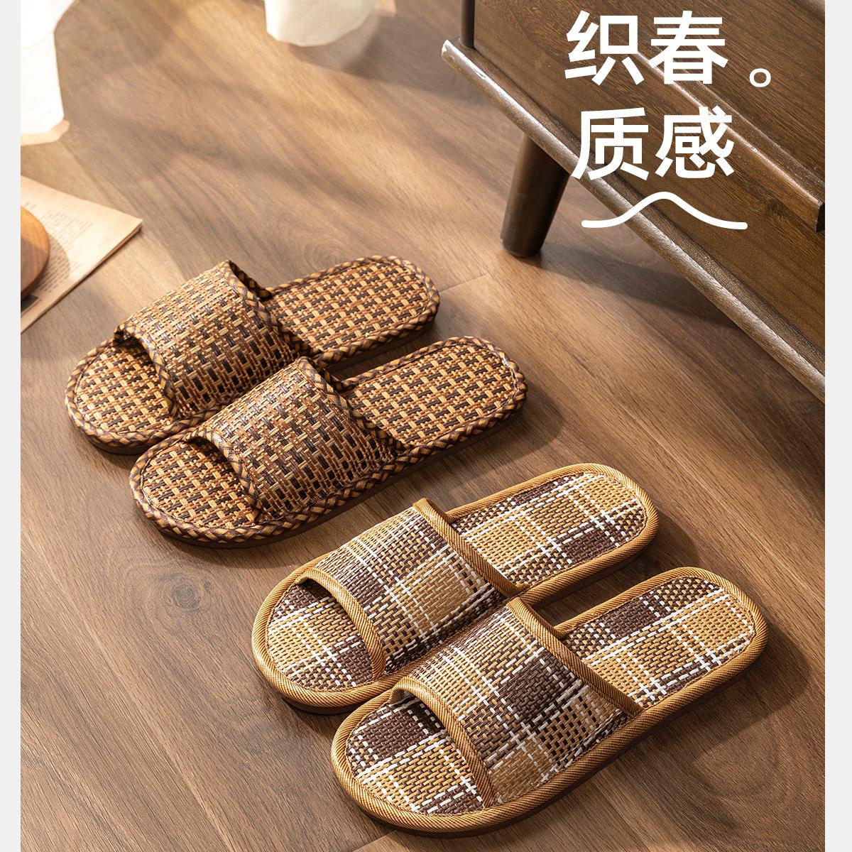 Льняные тапочки мужские весна осень домашние шлепанцы толстая платформа мягкая подошва — фото 7