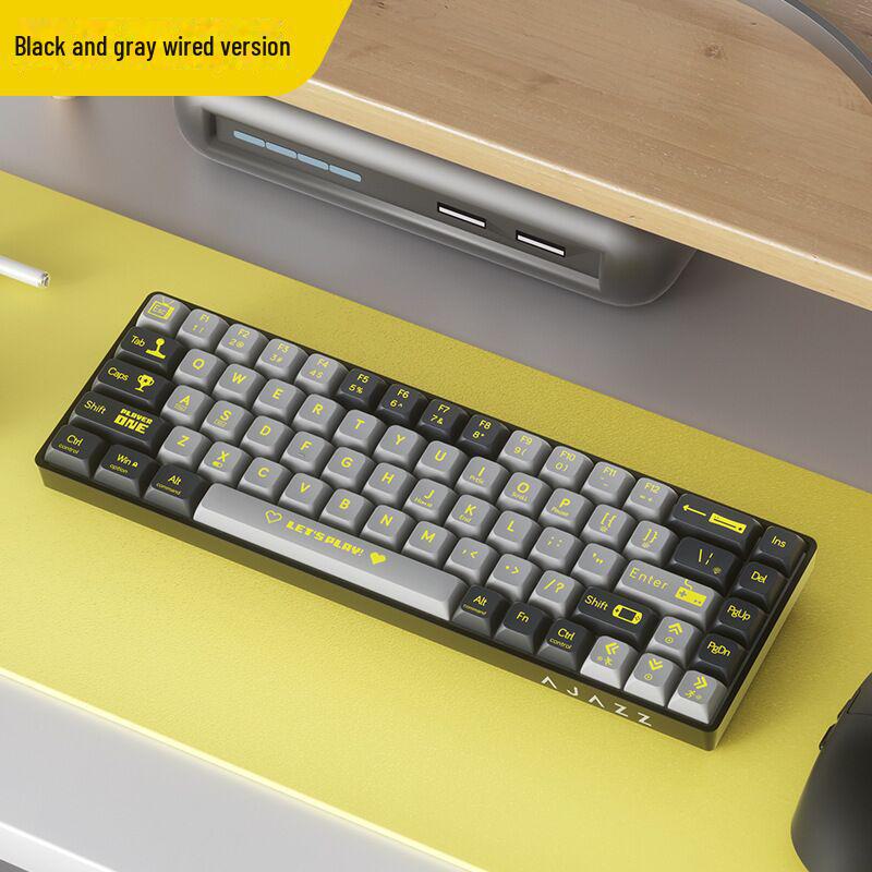 Black Duke AK680 Dual-Mode Wireless/Wired Mechanical Keyboard, Hot-Swappable, 68 Keys, Tea & Red Switch Options