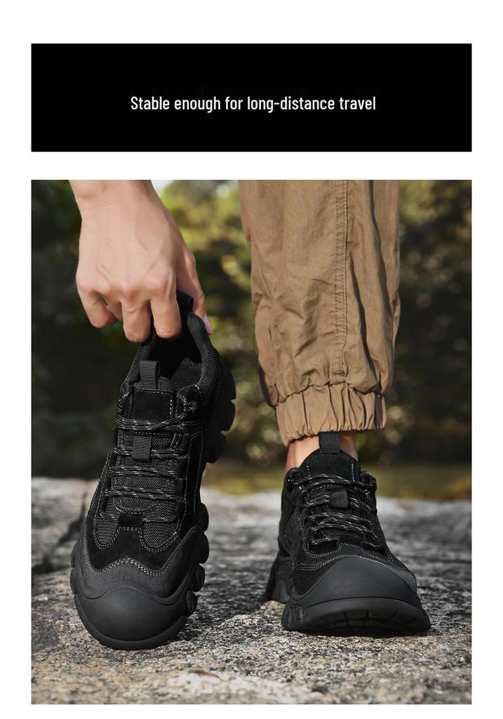 Men's Low-Top Hiking Shoes with Non-Slip Toe Cap, Thick Soft Sole, and Lace-Up Design – Ideal for Outdoor Casual Wear.