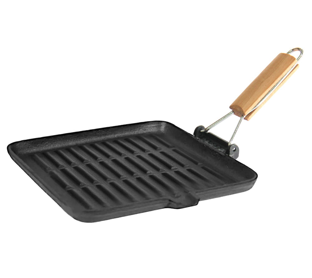 Cast Iron Grill Pan 24cm Induction Heavy Foldable Handle KRISBERG KS-2563