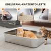 Lettiera per Gatti in Acciaio Inossidabile con Coperchio XXL 72L per Gatti Grandi e Multipli con Doppia Porta, Paletta, Pedale, Anti-Perdita