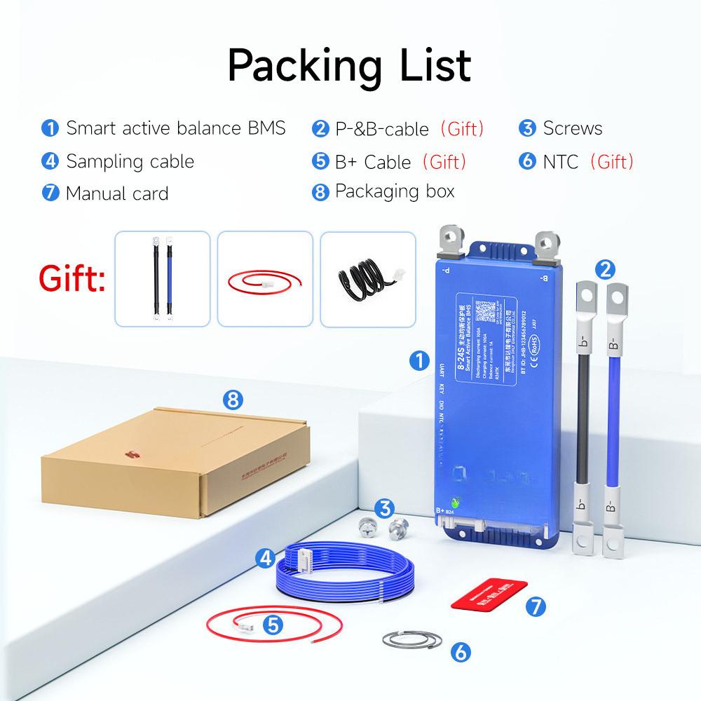 4s-24s Smart Active Balance BMS 4S~8S BT Protective Board 16S 12v 24v 36v 100A Lifepo4 Li-ion Battery Protection Board