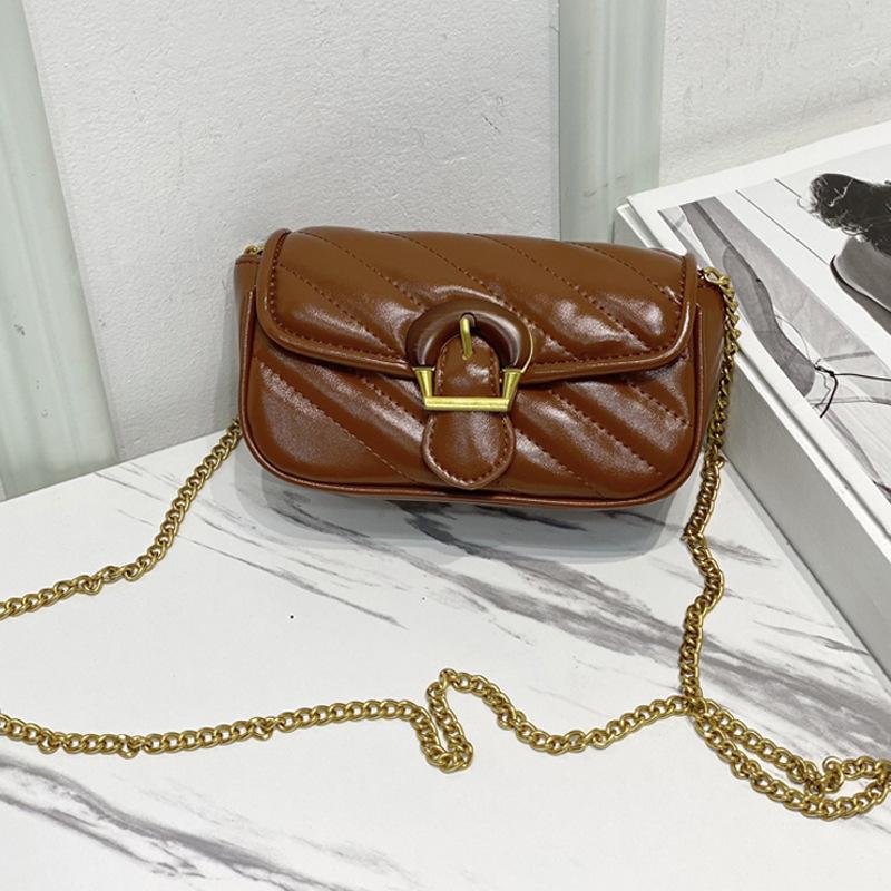 

Autumn and winter new trendy fashion high-end niche chain shoulder messenger bag versatile small square bag women коричневый
