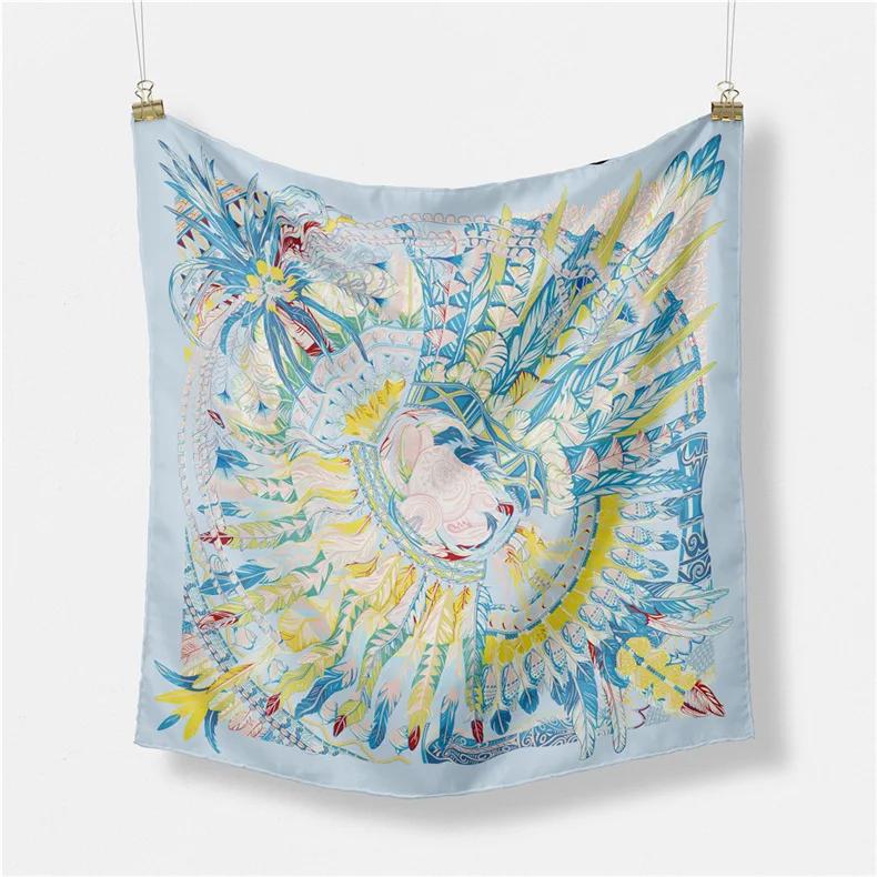 Luxury Print Silk Square Scarf Women Spring Neck Tie Shawl Wraps Female 53cm Hair Hand Wrist Headkercheif Hijab Bandana