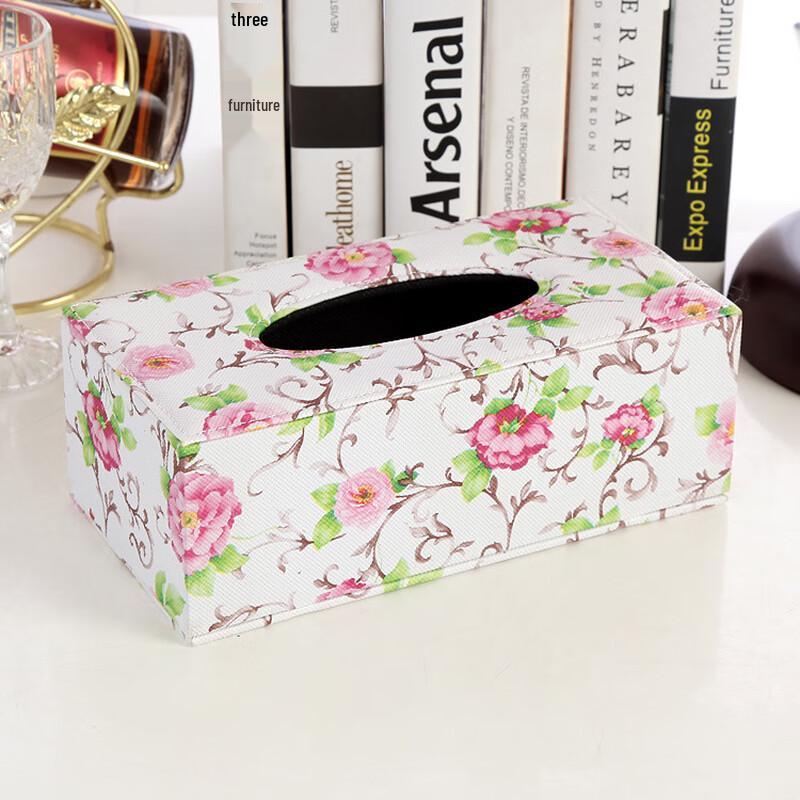 Floral Leather Tissue Box
