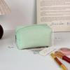 Striped Seersucker Makeup Pouch Large Capacity Durable Zipper Portable Compact Cosmetic Storage Bag for Short Trip Use