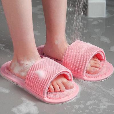 Masażery do stóp Kapcie do masażu Czyszczenie stóp Kapcie z silikonowymi wypustkami Kapcie pod prysznic z przyssawkami antypoślizgowymi do złuszczania czyszczenia stóp