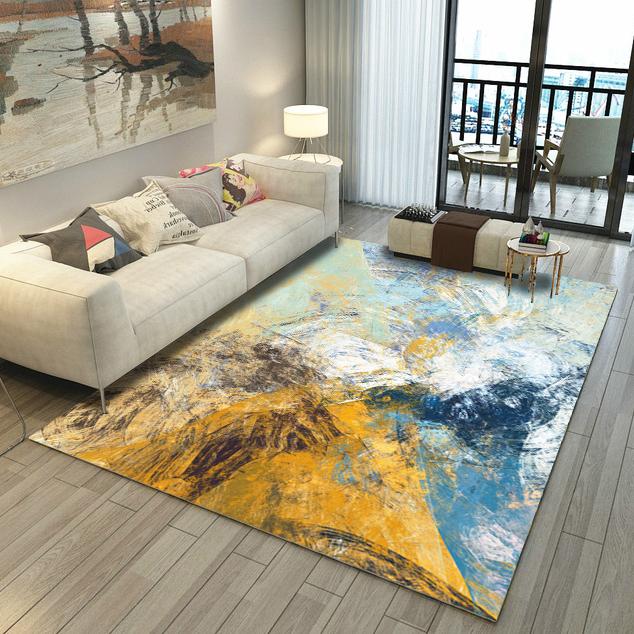 Crystal Velvet Persian Carpet Living Room Sofa Tea Table Non-slip Waterproof Floor Mat Bedroom Decoration