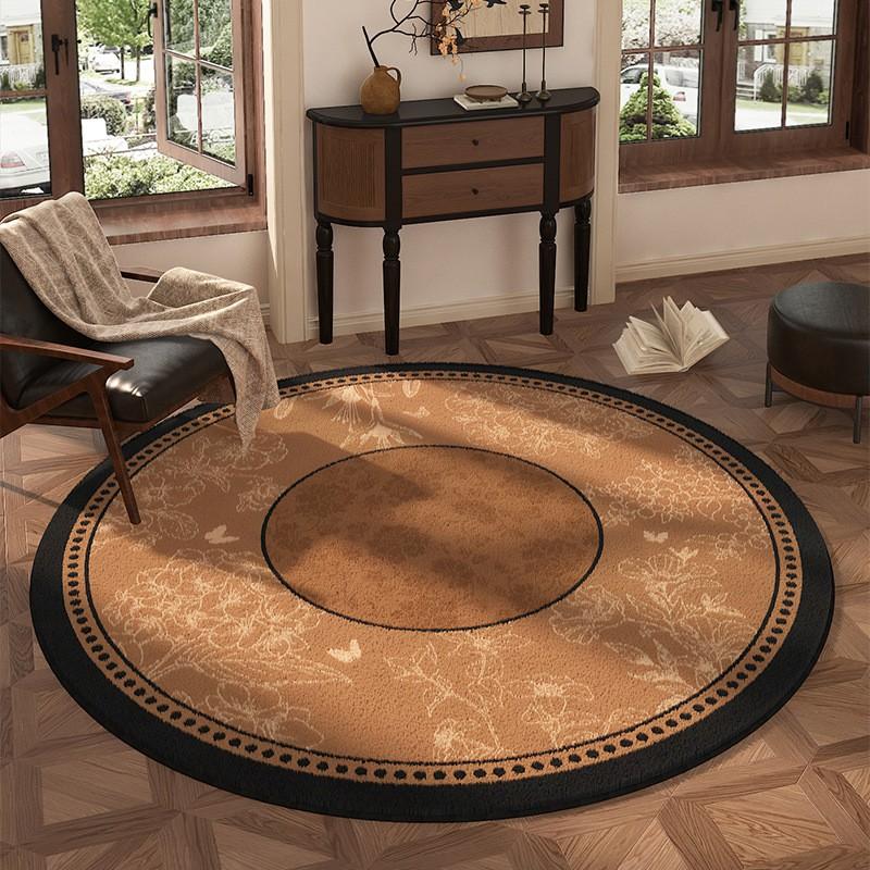 Thick Non-Slip Vintage Floral Area Rug In Faux Wool Living Room Bedroom Modern Chinese Style