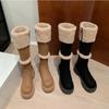 Thickened Lamb Wool Long Tube Snow Boots for Women New 2025 Autumn Winter Anti-slip Fleece-lined Cotton Shoes Knee High Boots