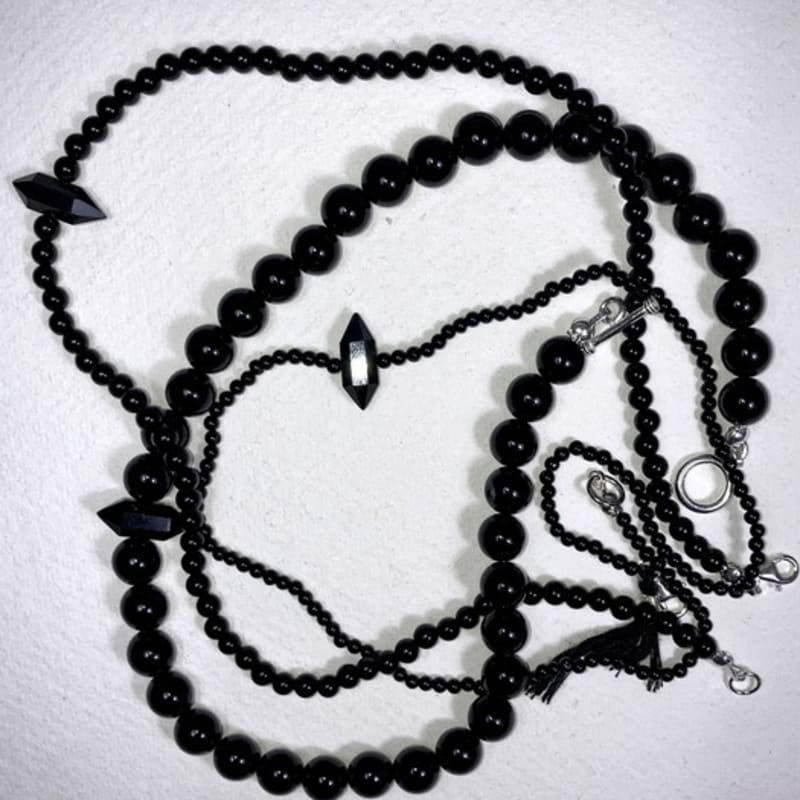 SUZURAN cavier onyx necklace_Caviar onyx gemstone necklace