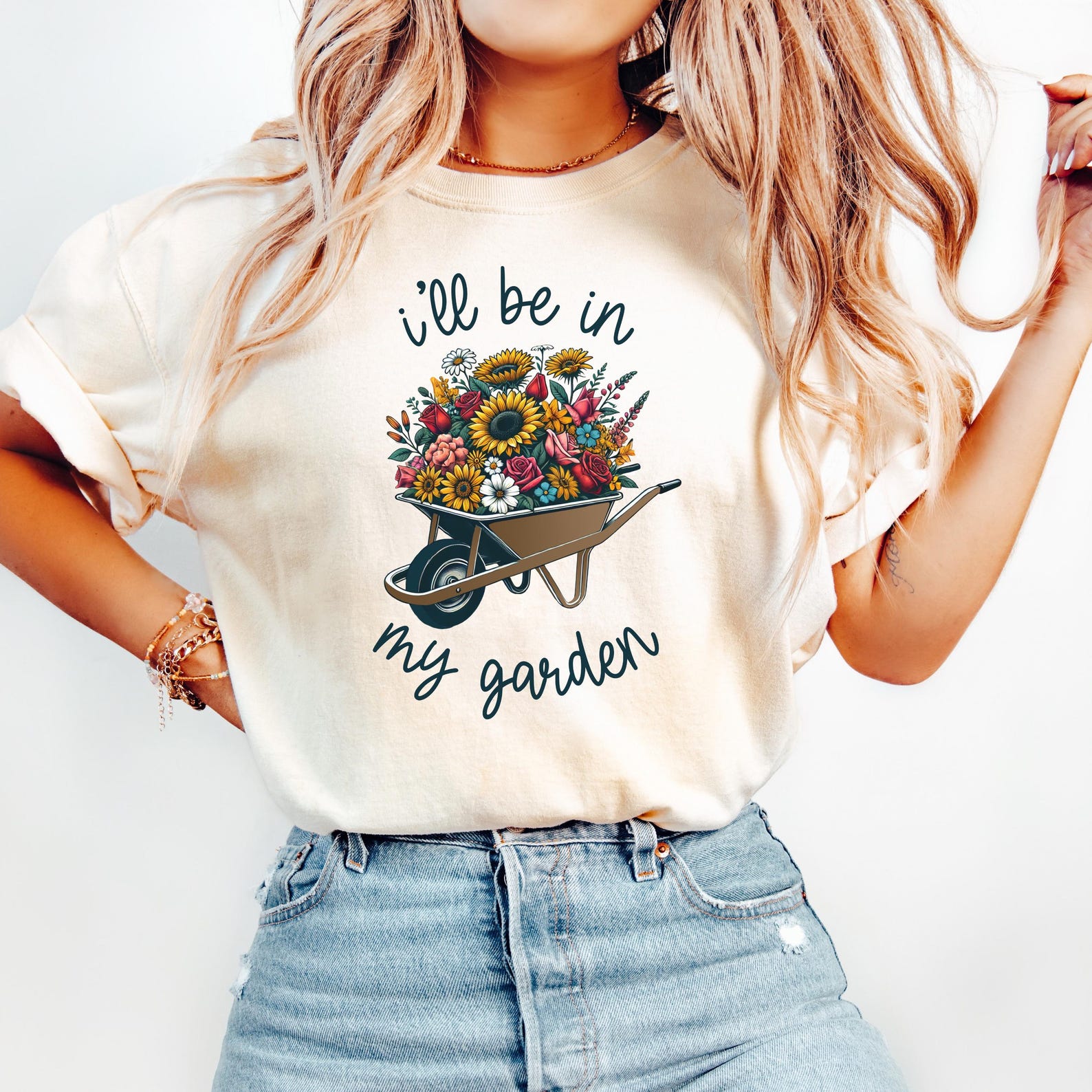 Comfort Colors Garden T-Shirt: Floral Wheelbarrow, Plant Lover Gift 3XL