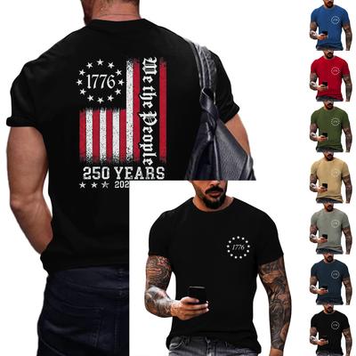 Camiseta de manga corta para hombre, holgada y casual, con estampado de bandera