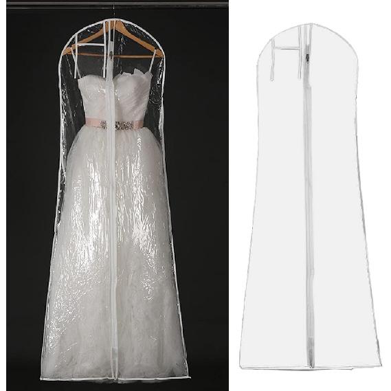 Xiaokeis Dress Garment Bag, Dirt-Proof Suit Protector Cover Bag with Zipper for Long Dresses, Wedding Dress Garment Bag, Clear Garment Bags for Long