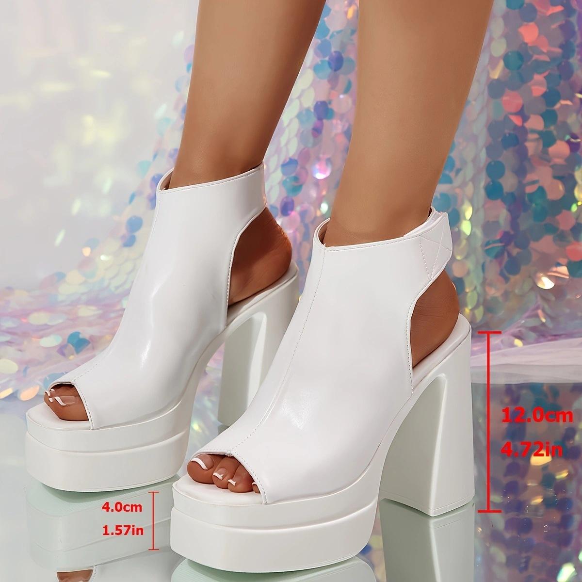 

Женские летние сандалии-гладиаторы на высоком толстом каблуке, босоножки на платформе с открытым носком и ремешками, пляжные туфли из богемной кожи с Т-образным ремешком и пряжкой 39 белый