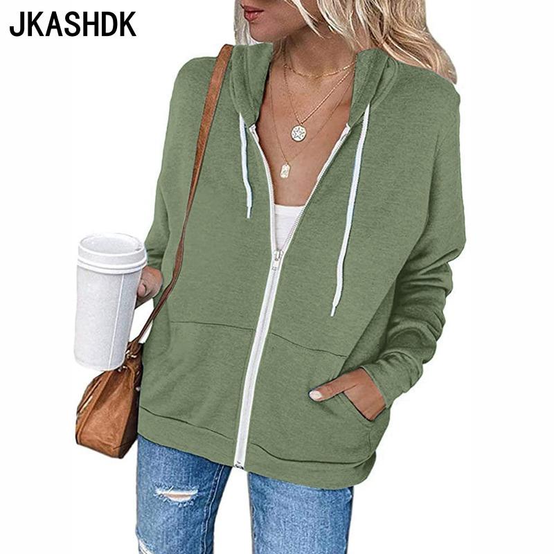 JKASHDK Felpe con cappuccio e felpe con cappuccio a maniche lunghe con stampa tinta unita casual alla moda da donna