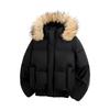 Giacca Parka Uomo Moda Invernale Collo in Pelliccia Giacca Calda Donna Colore Unito Casual Parka con Cappuccio Cappotti Capispalla Coppia Americana