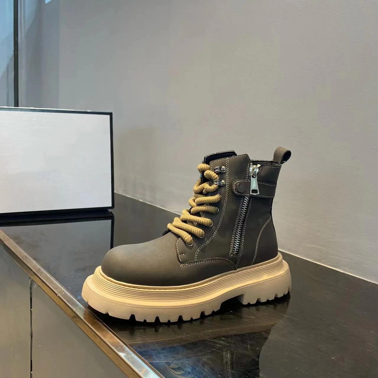 

Fashion Men s Boots Outdoor Sports Motorcycle Boots British Style New Trend Platform Shoes Retro Personalized Non-slip Botas Para Hombre 39 серый