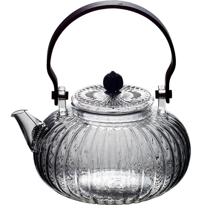 Chaxun High Borosilicate Glass Teapot with 6 Striped Double-Wall Cups