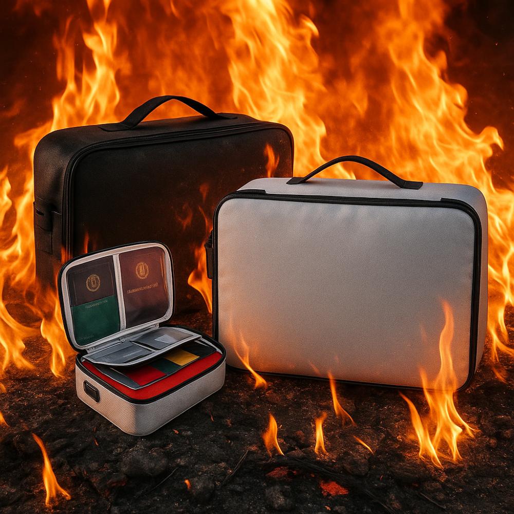 Sac à Documents Imperméable Ignifuge Multi-couches avec Serrure Étui Passeport Portable Espace de Rangement Grande Capacité Gain de Place