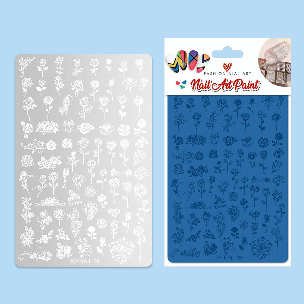 Nail Art Tool Printing Steel Plate Lace Transfer Butterfly Flower French Plaid Leopard Print Fireworks Year Of The Snake Pattern Template