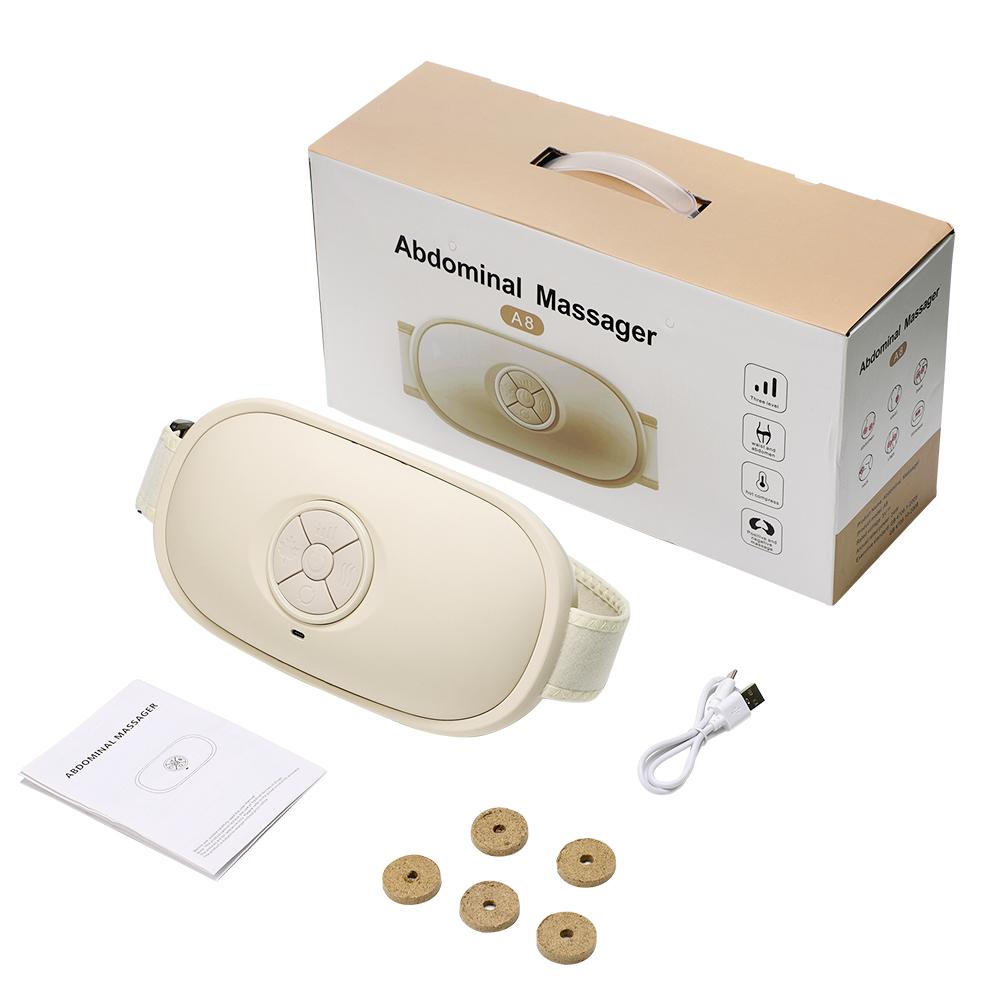 Electric Abdominal Massager Bian Stone Kneading 2-Level Heat Fat Burner 3-Intensity Modes Anti-Cellulite Belly Shaking Remover