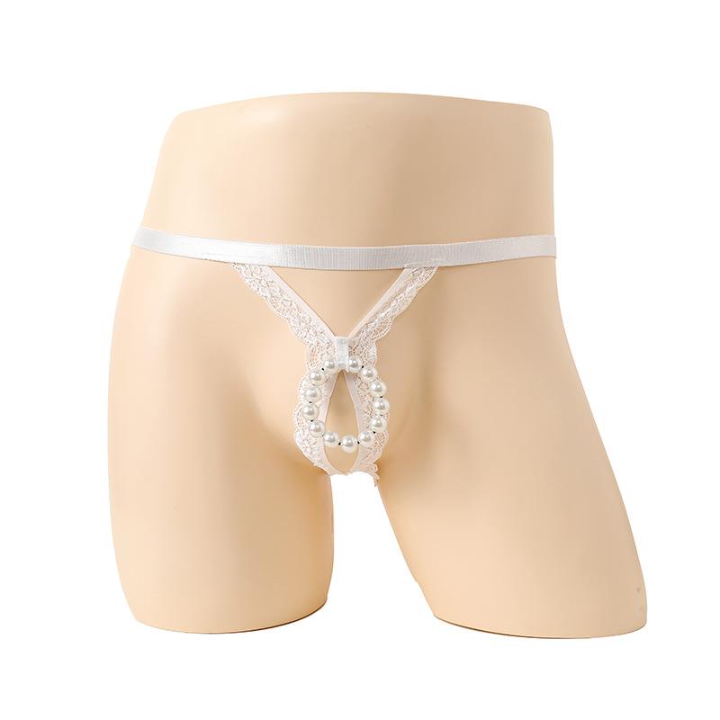 Men's elastic underwear hollow leak pp lace ribbon four-corner sex underwear men's sex underwear
