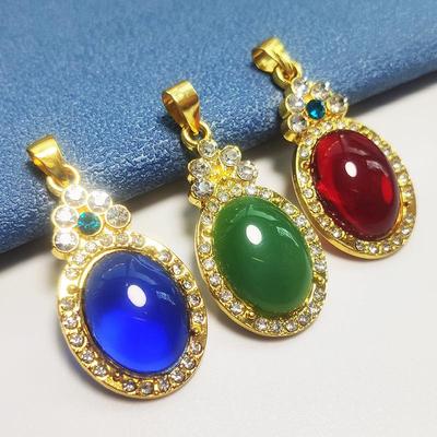 Collier Pendentif Jade Plaqué Or pour Femmes, Accessoires Style Ethnique Bohème