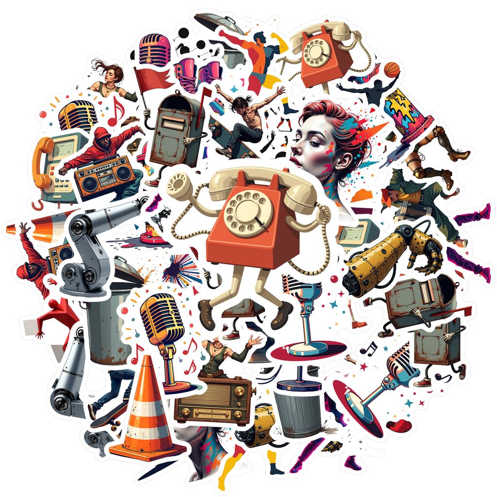 35pcs-100pcs Decals  Waterproof Music Stickers Robot Stickers Vinyl Stickers for Instruments Stationery Phones